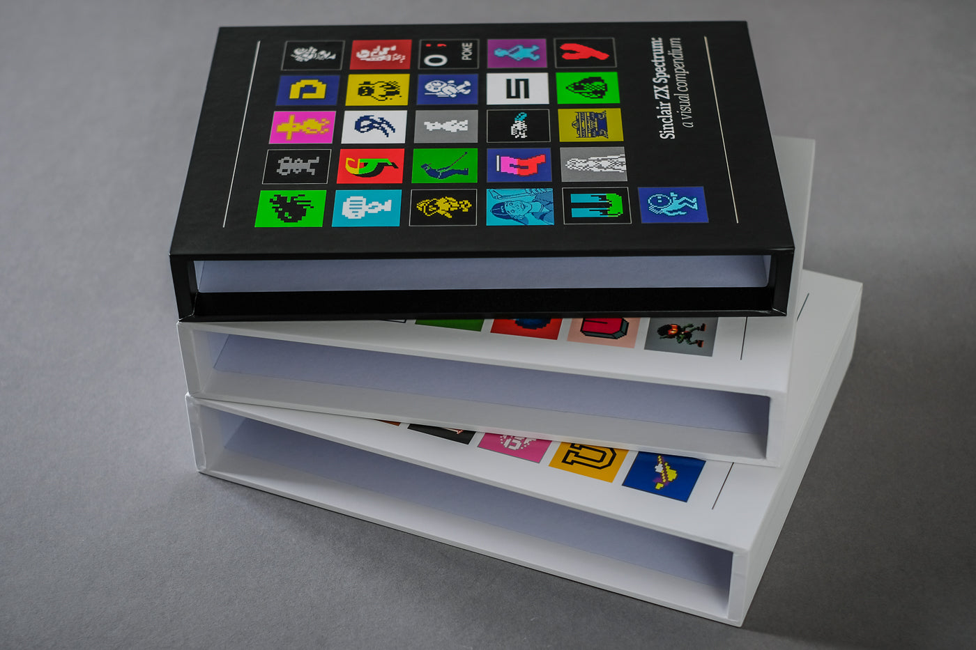 Slipcases for Commodore 64, Commodore Amiga and Sinclair ZX Spectrum hardbacks