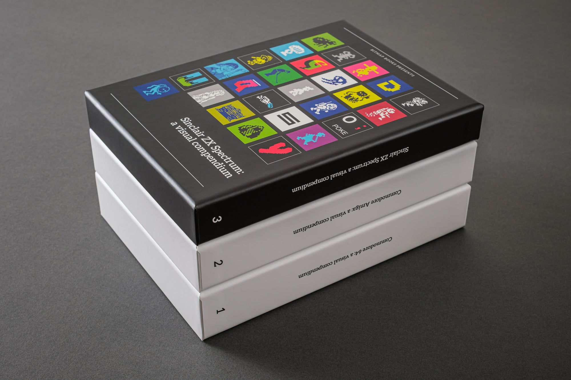 Slipcases for Commodore 64, Commodore Amiga and Sinclair ZX Spectrum hardbacks