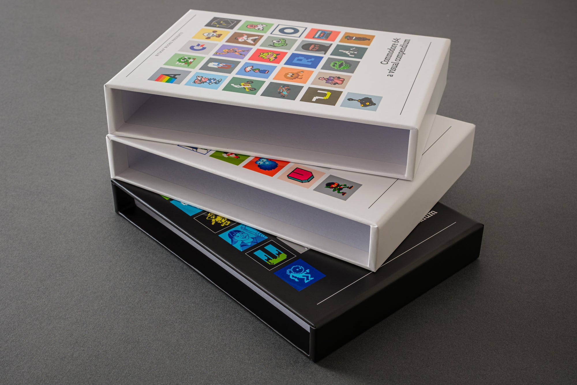 Slipcases for Commodore 64, Commodore Amiga and Sinclair ZX Spectrum hardbacks